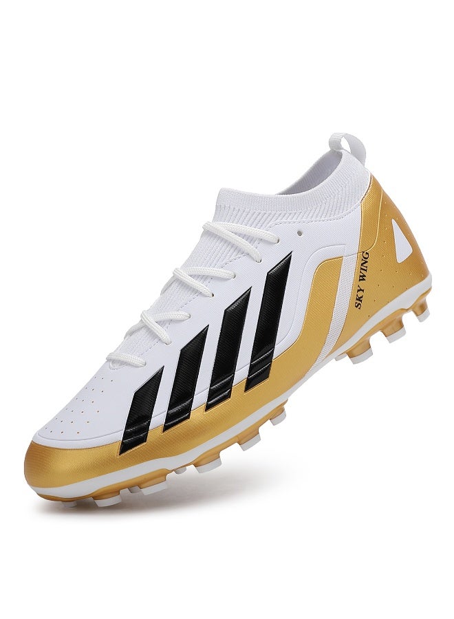 جناح السماء حذاء كرة قدم للجنسين، خفيف الوزن، نظام رباط، نعل FG، وجه متعدد الألوان، حذاء كرة قدم للرجال والنساء مع دعم للكاحل، مناسب للمبتدئين واللاعبين المتقدمين - Image 1