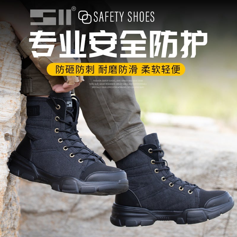 Labor Protection Plus Size Cotton Shoes Anti-Smashing And Puncture-Resistant Lightweight Breathable Safety Shoes Steel Toe Wear-Resistant High-Top Protective Labor Protection Shoes - Image 4