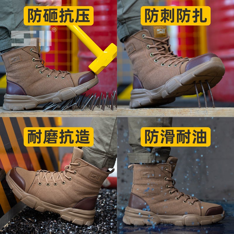 Labor Protection Plus Size Cotton Shoes Anti-Smashing And Puncture-Resistant Lightweight Breathable Safety Shoes Steel Toe Wear-Resistant High-Top Protective Labor Protection Shoes - Image 5