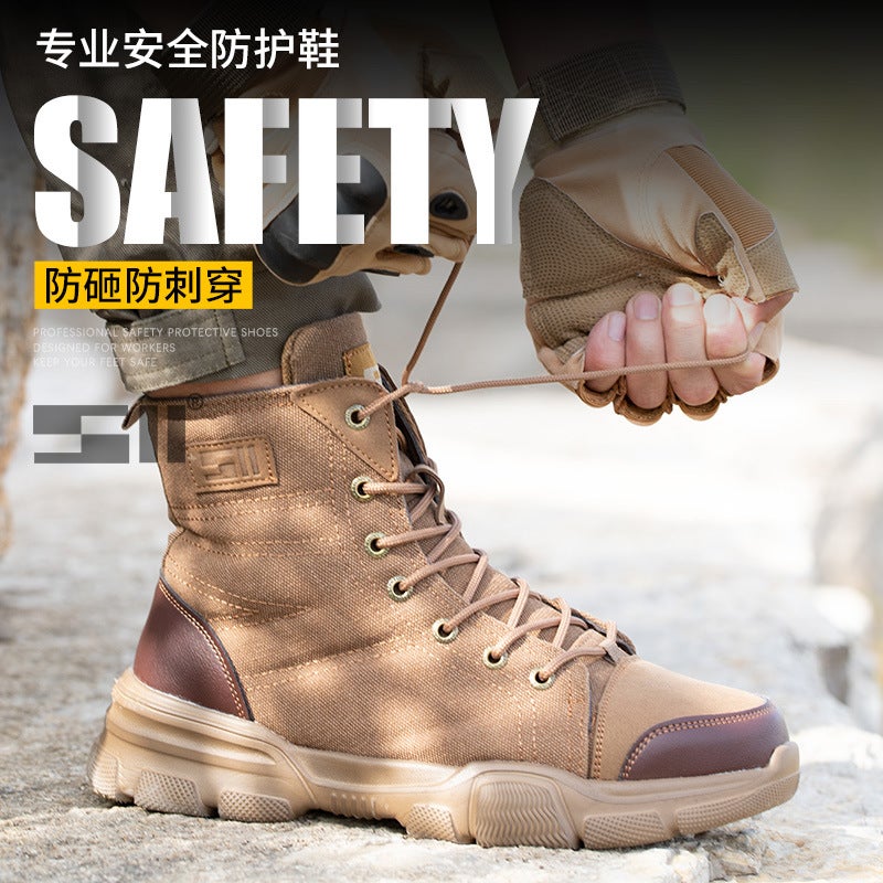 Labor Protection Plus Size Cotton Shoes Anti-Smashing And Puncture-Resistant Lightweight Breathable Safety Shoes Steel Toe Wear-Resistant High-Top Protective Labor Protection Shoes - Image 2