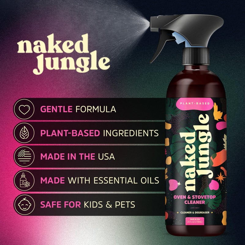 Naked Jungle Premium Plant-Based Stove Top Cleaner and Oven Cleaner with a Heavy Duty Degreaser, Cleaning Spray for Cooktop & Gas Stove Cleaner (24oz) - Image 3