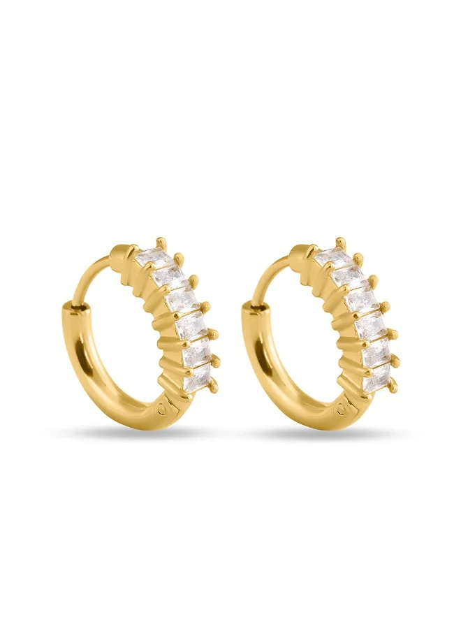 Palmonas PALMONAS CZ Gold Stone Studded Stud Earrings for Women | 18K Gold Plated, Waterproof & Anti-Tarnish