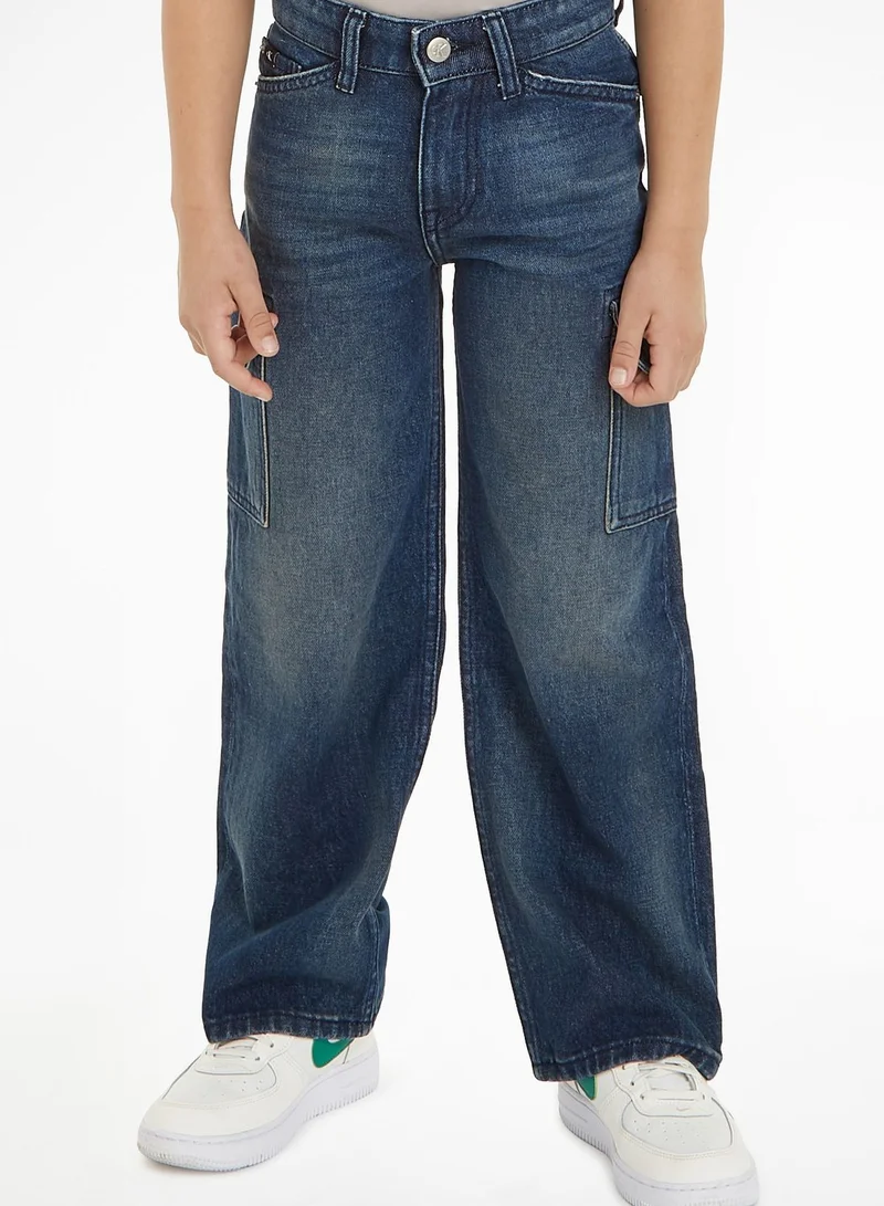 Calvin Klein Jeans Kids Mid Wash Straight Fit Jeans