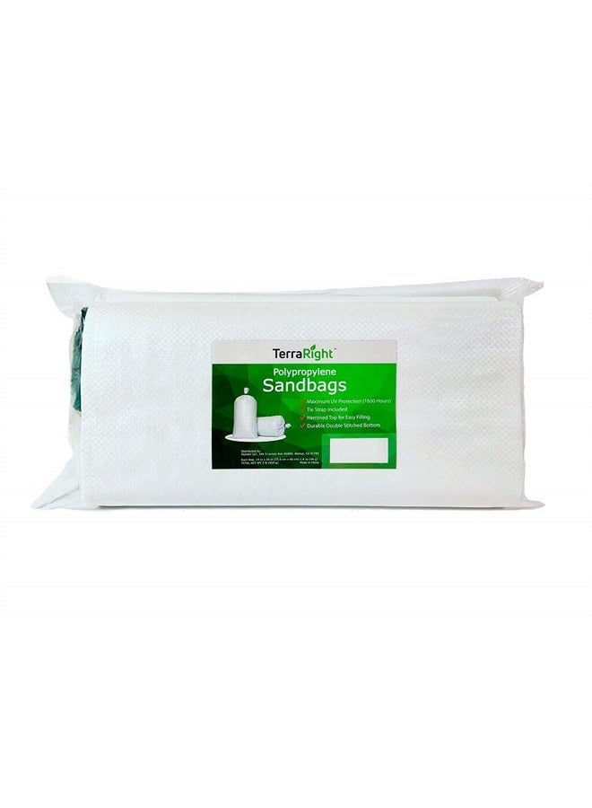 TerraRight Sandbags - Extra Durable Empty White Woven Polypropylene Sand Bags w/Ties, Max. UV Protection, 14" x 26" (20 Count) - Image 3