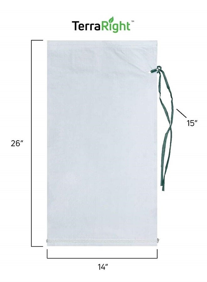 TerraRight Sandbags - Extra Durable Empty White Woven Polypropylene Sand Bags w/Ties, Max. UV Protection, 14" x 26" (20 Count) - Image 2