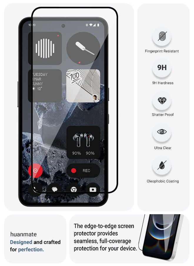 2 Pieces Nothing CMF Phone 2 Pro Screen Protector – Premium Edge to Edge Tempered Glass, High Transparency, Delicate Touch, Anti-Explosion, Smooth Arc Edges, Easy Installation