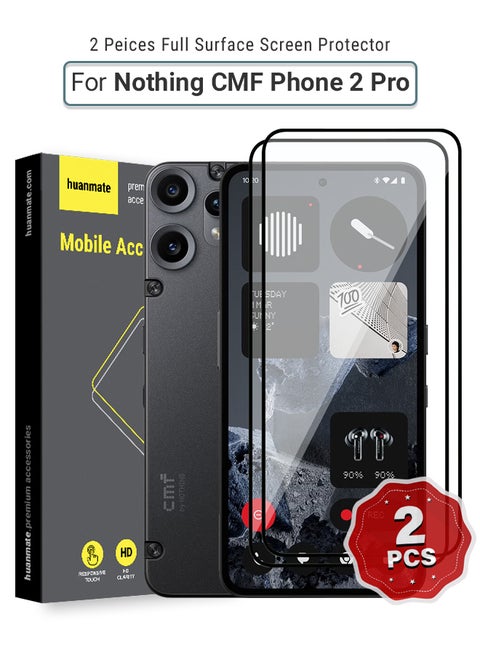 2 Pieces Nothing CMF Phone 2 Pro Screen Protector – Premium Edge to Edge Tempered Glass, High Transparency, Delicate Touch, Anti-Explosion, Smooth Arc Edges, Easy Installation