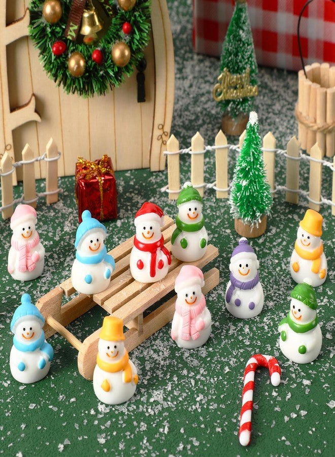 JUNEBRUSHS 50 Pcs Mini Resin Snowman, Christmas Snowman Figurines Winter Miniature Snowmen Ornaments for Christmas DIY Craft Fairy Garden Dollhouse Decor - Image 5