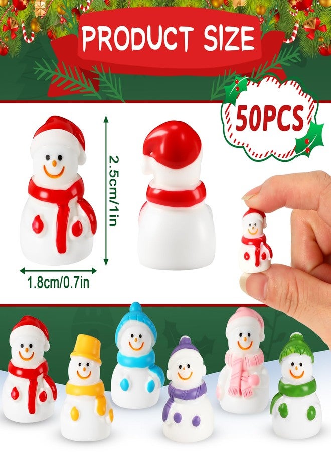 JUNEBRUSHS 50 Pcs Mini Resin Snowman, Christmas Snowman Figurines Winter Miniature Snowmen Ornaments for Christmas DIY Craft Fairy Garden Dollhouse Decor - Image 2