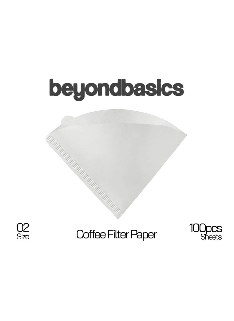 Beyond Basics - Coffee Filter Paper 100Pcs - Unbleached Disposable V60 Coffee Filters For Dripper Cone Shaped Set Filter Paper - White. - Image 1