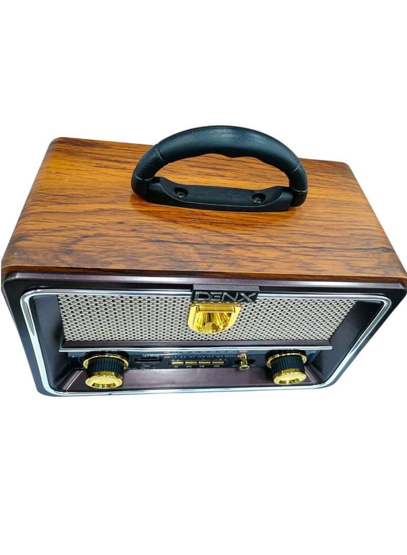 Denx Rechargeable HI-FI Radio with Remote Control, Large Capacity Battery, Portable, Retro Style FM Radio, Support Bluetooth, SD Card Slot, USB - Image 4