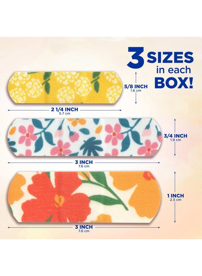 Band-Aid لصقات لاصقة من القماش المرن من العلامة التجارية، حماية مرنة مريحة ورعاية للجروح للقطع والخدوش الطفيفة، لاصقة إسعافات أولية بتصميم زهور برية، أحجام متنوعة، 30 قطعة - Image 4
