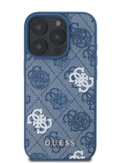 GUESS iPhone 16 Pro Case PU Hard Cover with Peony 4G Design / slim profile / Drop protection / Lightweight Back Cover - Blue  - Image 3