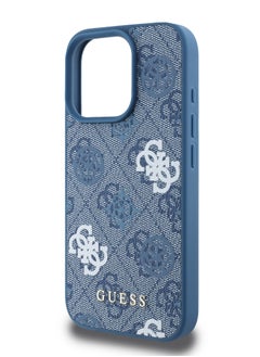 GUESS iPhone 16 Pro Case PU Hard Cover with Peony 4G Design / slim profile / Drop protection / Lightweight Back Cover - Blue  - Image 4