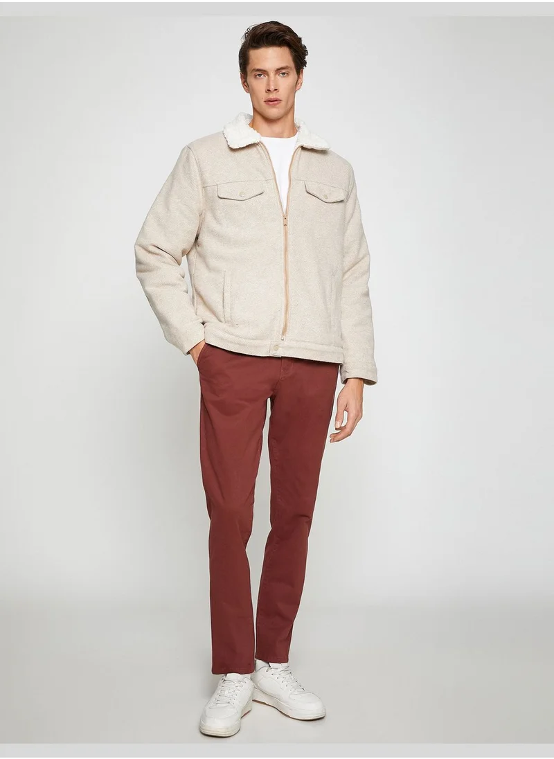 KOTON Basic Chino Trousers Buttoned Pocket Detail