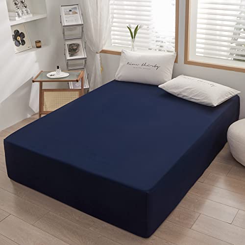rushrushlulu Bedding Twin Size Fitted Sheet Only-Twin Size Deep Pocket Bottom Sheet Fits 15inches Bed Matress Sheet Soft and Microfiber-Easy Care Navy Blue - Image 2