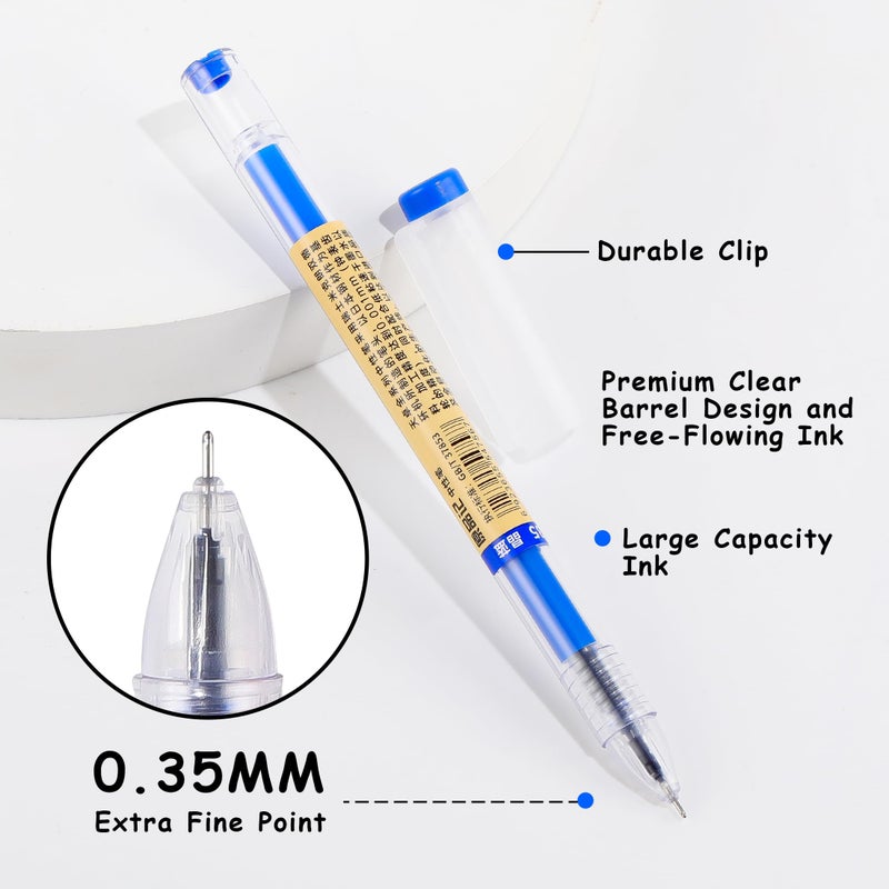 RIANCY 12 Pack Blue Gel Ink Pens, 0.35mm Extra Fine Point Tip, Japanese Style Stationery Quick Dry No Smear No Bleed, Smooth Writing Pens Ballpoint for Journaling Note Taking Office School Supplies - Image 5