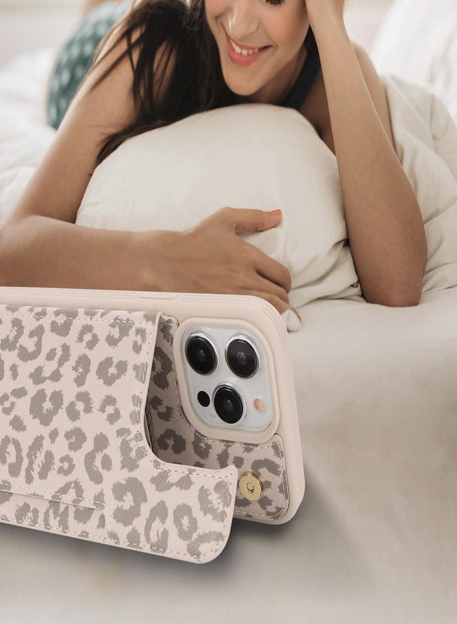 iCoverCase Compatible with iPhone 14 Pro Max Phone Case with Card Holder, Wallet Case for Women Men RFID Blocking PU Leather Protective Case 6.7 Inch (Beige Leopard) - Image 5