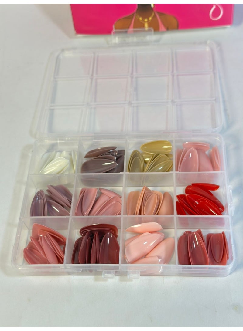 Pack of 144 pieces of artificial nails - distinctive design, double-sided adhesive 12COLORS - Image 3