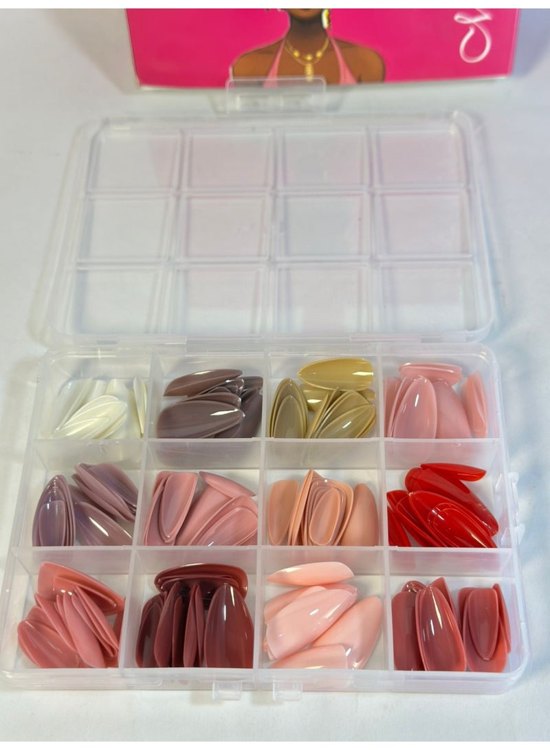 Pack of 144 pieces of artificial nails - distinctive design, double-sided adhesive 12COLORS - Image 4