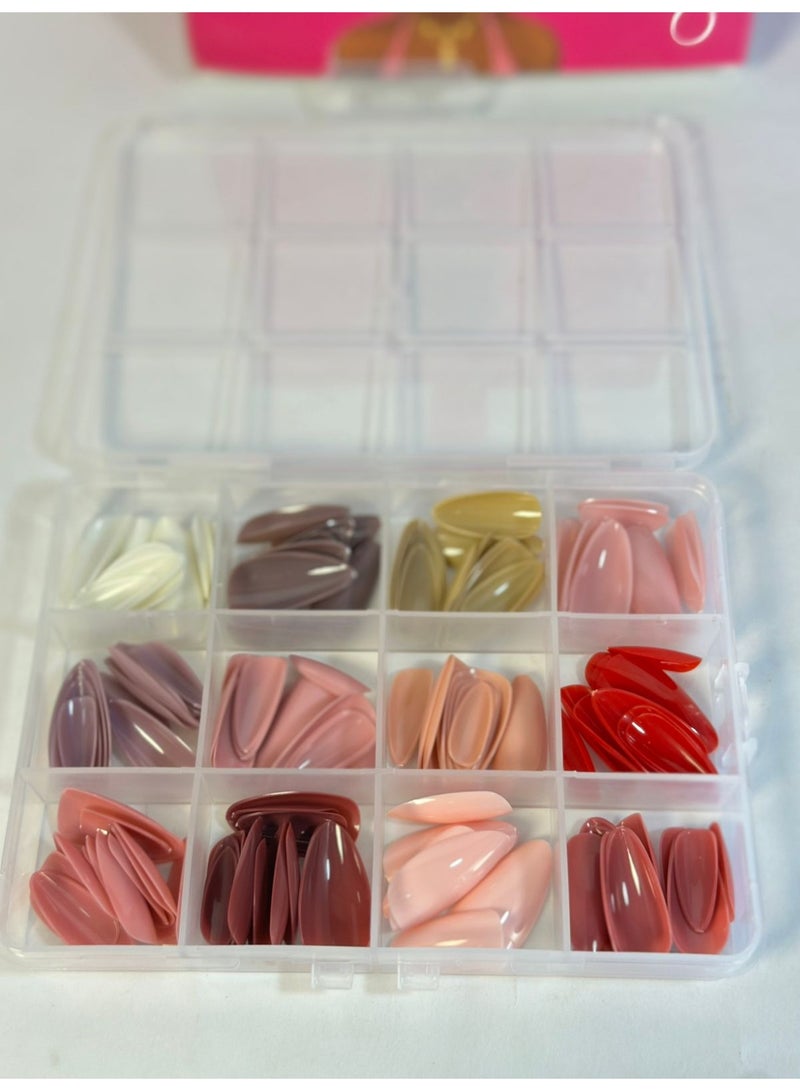 Pack of 144 pieces of artificial nails - distinctive design, double-sided adhesive 12COLORS - Image 1