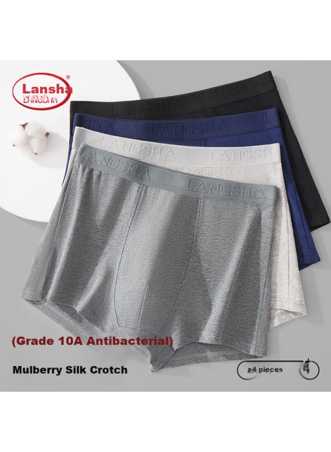 LANG SHA Langsha Men's Boxer Briefs Comfortable Breathable Antibacterial Simple Solid Color Shorts Large Size Four Corner Bottoms 4-pack 4XL - Image 2