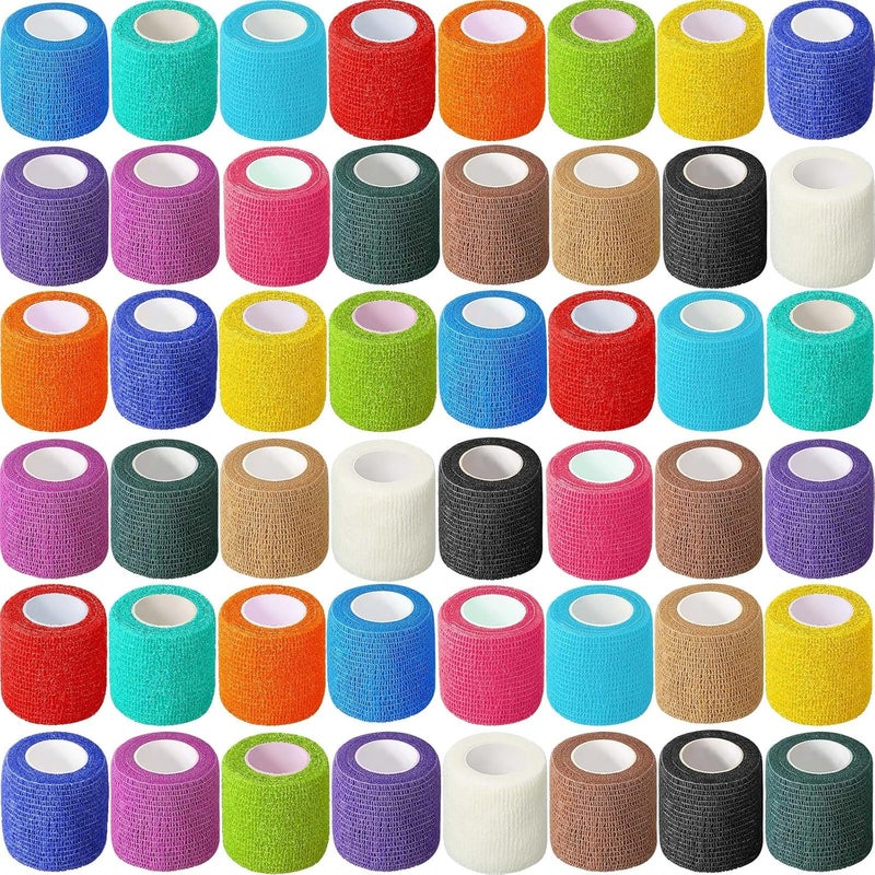 Treela 64 Pack 2 x 5 Yards Self Adhesive Cohesive Bandage Wraps Elastic Breathable Athletic Tape Flexible Self Adherent Bandage Rolls for Wrist Ankle Fingers Sports  Pets Multi Color - Image 1