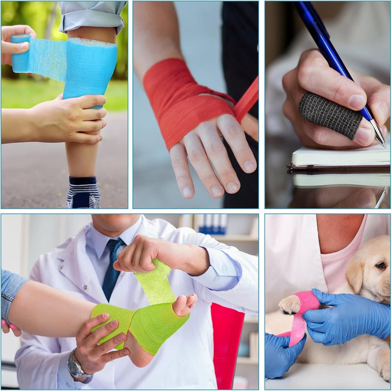 Treela 64 Pack 2 x 5 Yards Self Adhesive Cohesive Bandage Wraps Elastic Breathable Athletic Tape Flexible Self Adherent Bandage Rolls for Wrist Ankle Fingers Sports  Pets Multi Color - Image 4