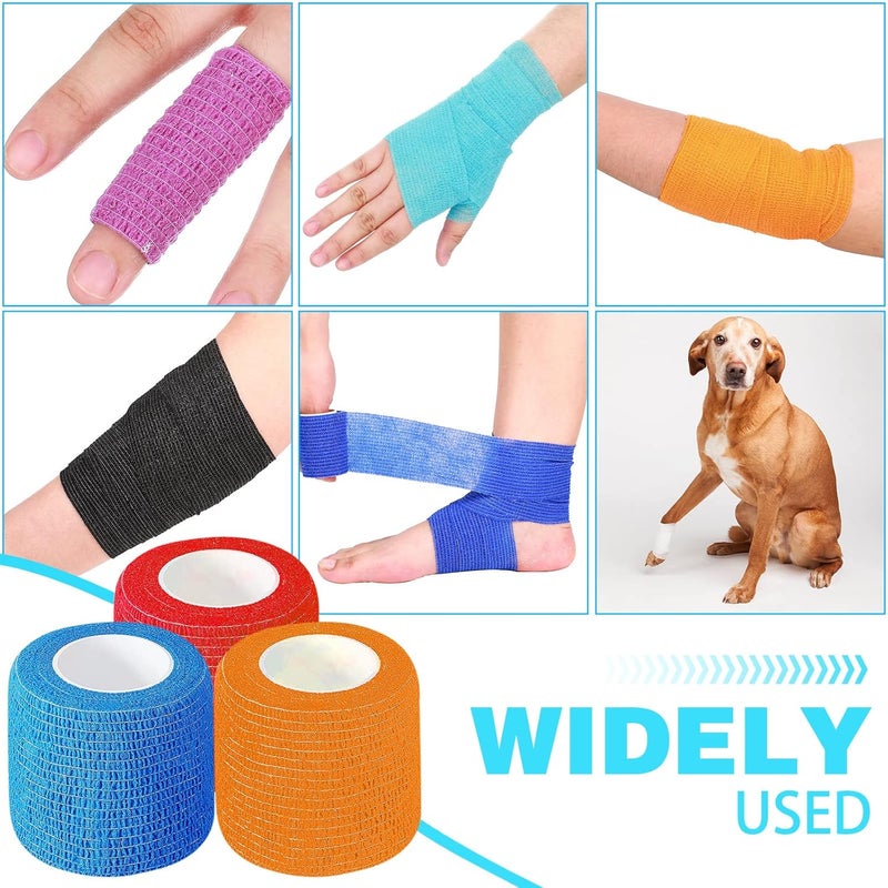 Treela 64 Pack 2 x 5 Yards Self Adhesive Cohesive Bandage Wraps Elastic Breathable Athletic Tape Flexible Self Adherent Bandage Rolls for Wrist Ankle Fingers Sports  Pets Multi Color - Image 3