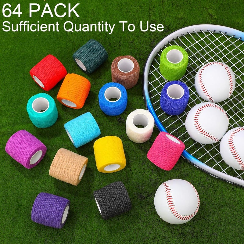 Treela 64 Pack 2 x 5 Yards Self Adhesive Cohesive Bandage Wraps Elastic Breathable Athletic Tape Flexible Self Adherent Bandage Rolls for Wrist Ankle Fingers Sports  Pets Multi Color - Image 5