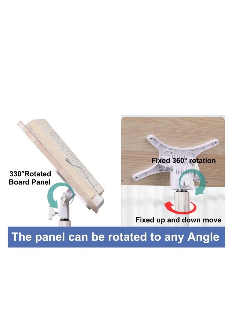 Beauenty Book Stand for Reading Adjustable Podium Stand,Cook Book Stand, Music Display Stand, Wooden Floor Bible Holder Stand with Page Paper Clip, white - Image 2