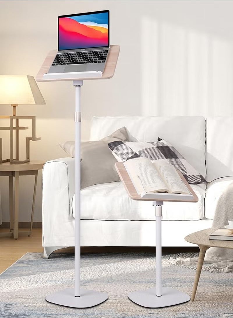 Beauenty Book Stand for Reading Adjustable Podium Stand,Cook Book Stand, Music Display Stand, Wooden Floor Bible Holder Stand with Page Paper Clip, white - Image 5