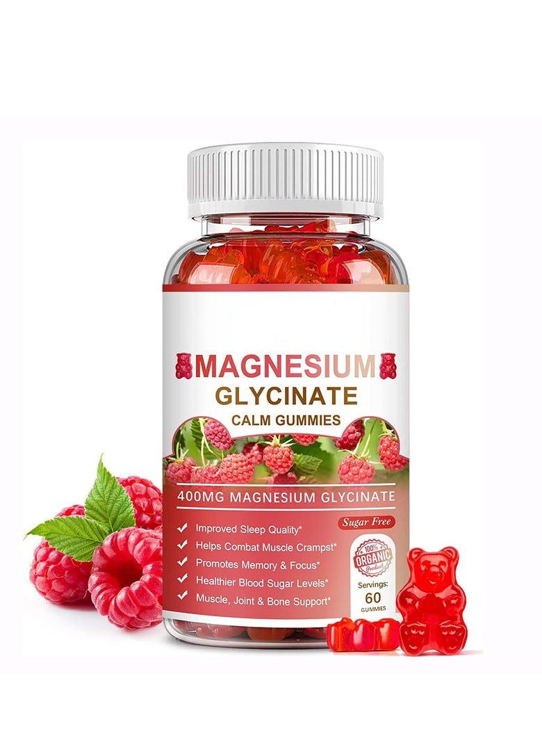 Magnesium Glycinate - Magnesium Glycinate Chelate Supplement 400 mg for each Cap with Organic Vegetables for Sleep, Calm, Anxiety, Muscle Cramp & Stress Relief – Gluten Free, Non GMO - 60 Capsules - Image 1