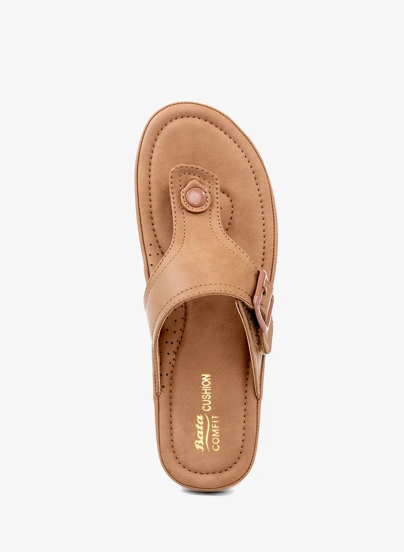 Bata  Comfit T-Strap Flat Sandals for Women | Best Price UAE