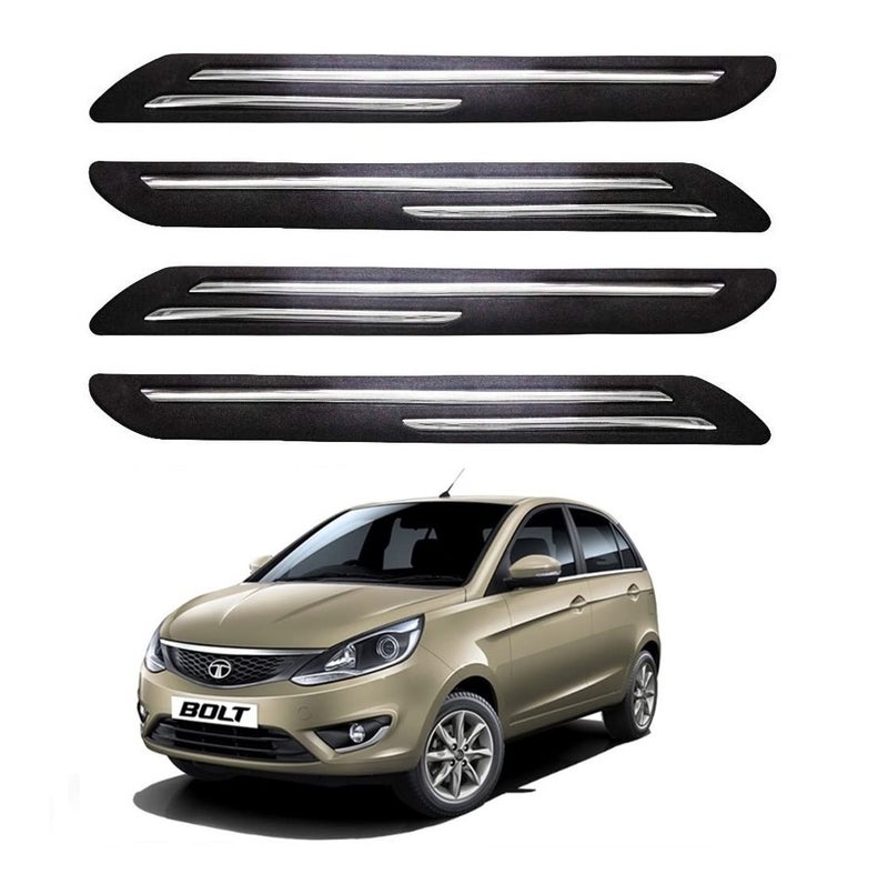 Bowrain Car Bumper Protector for Bolt - (Black, Pack of 4, Chrome Strip) - Image 1