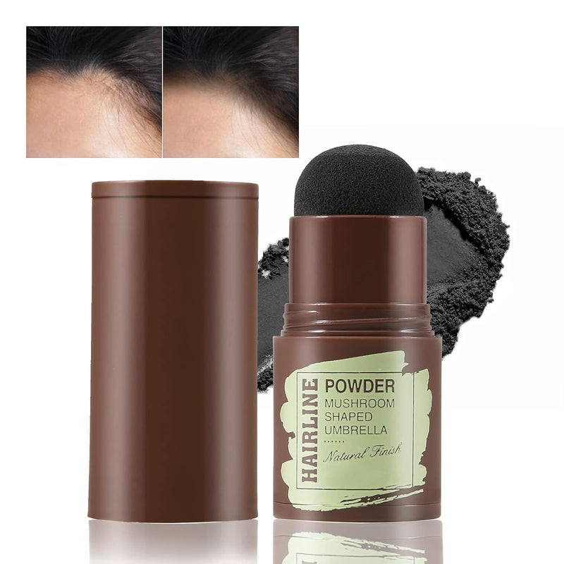 Primwand Hairline Powder Stick with Shading Sponge Natural Root TouchUp for Thinning Hair Gray Coverage LongLasting Hair Filler for Hairline Roots Eyebrows Black - Image 1