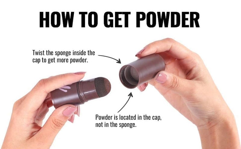 Primwand Hairline Powder Stick with Shading Sponge Natural Root TouchUp for Thinning Hair Gray Coverage LongLasting Hair Filler for Hairline Roots Eyebrows Black - Image 5