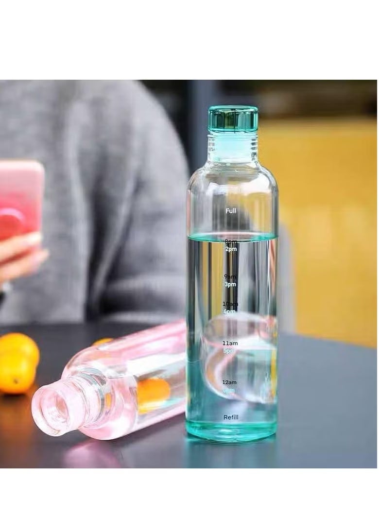 زجاجة مياه أكريليك بتصميم مقاوم للتسرب مع تحديد الوقت، متعددة الألوان - Image 5