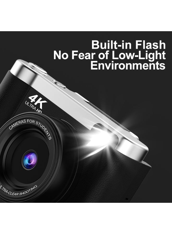 general 48MP student digital camera with 4K CCD digital zoom, portable digital camera, selfie camera, comes with a free 32GB SD card and card reader (black). - Image 2