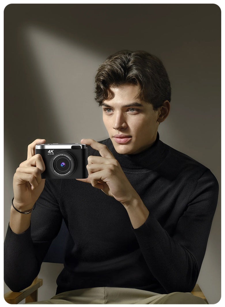 general 48MP student digital camera with 4K CCD digital zoom, portable digital camera, selfie camera, comes with a free 32GB SD card and card reader (black). - Image 5