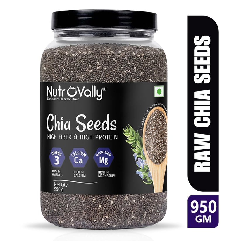 Nutrovally Chia Seeds 950g |Seeds for eating| Chai seeds for weight loss|High Fiber & Omega-3|Gluten-Free |chia seeds| Rich in Calcium, Protein & Fibre | Healthy Snacks |Chia|Weight Loss & Skin Glow - Image 2