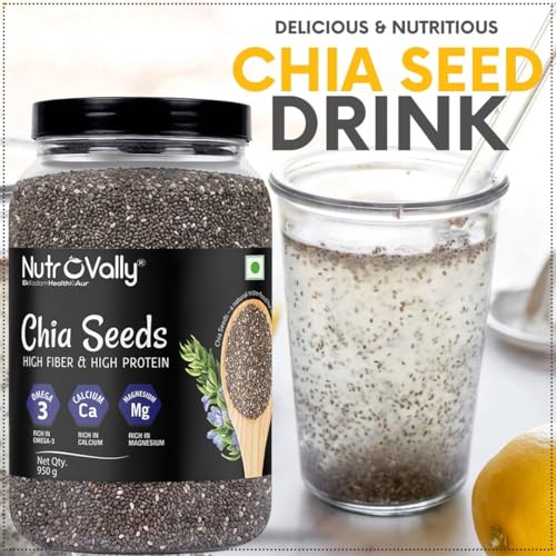 Nutrovally Chia Seeds 950g |Seeds for eating| Chai seeds for weight loss|High Fiber & Omega-3|Gluten-Free |chia seeds| Rich in Calcium, Protein & Fibre | Healthy Snacks |Chia|Weight Loss & Skin Glow - Image 5