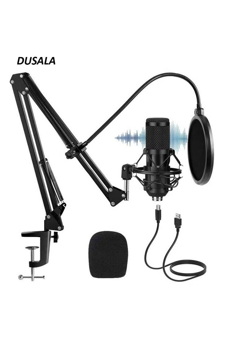 DUSALA USB Condenser Microphone Kit with Adjustable Stand Black - Image 1
