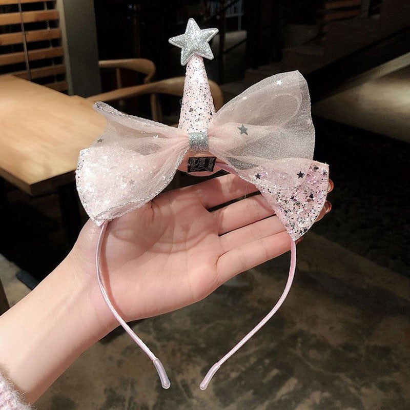 Generic Ice and Snow Princess Hair Accessories Magic Wand Set Girl Accessories Long Veil Crown Hair Band Birthday Gift Childrens Headwear Lotus color headband y1-4 