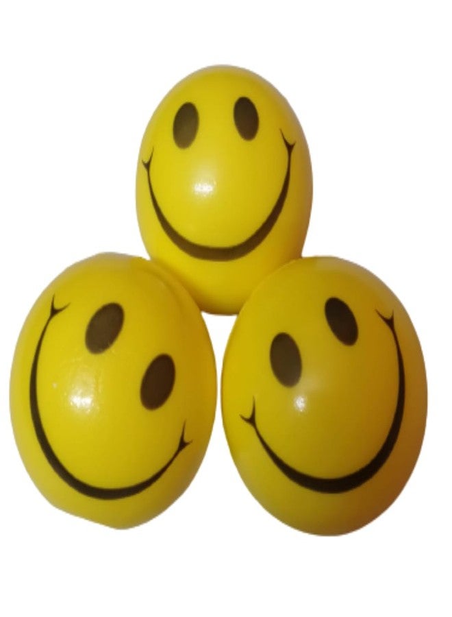 GKC Soft Smiley Face Ball Sponge Ball for Kids,Girls,Boys, Adults | Soft Ball Yellow (3 inch,Pack of 3) - Image 1