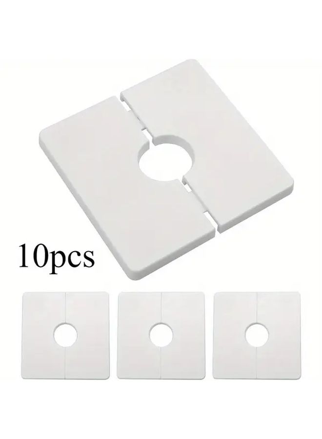 10pcs White ABS Plastic Wall Split Flange 22mm Square Water Pipe Cover Escutcheon Plates - Image 1