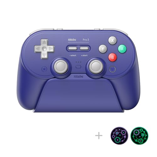 8Bitdo Pro 3 Bluetooth Controller with Swappable ABXY Buttons TMR Joysticks Hall Effect Triggers Pro Back Buttons Charging Dock for SwitchSwitch 2 Windows Apple SteamOS Android Purple - Image 3
