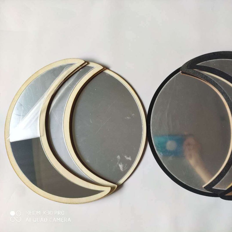 Wooden Acrylic Moon Mirror Moon Cycle Changing Lunar Food Decorative Wall Mirror Moon Phase Bohemian Mirror - Image 5
