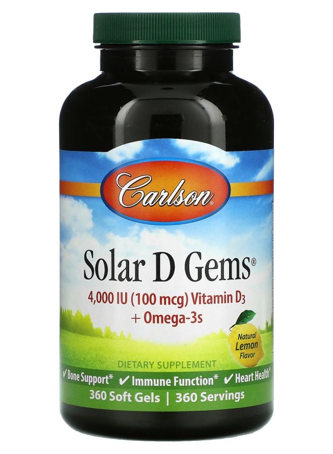 Solar D Gems®  Vitamin D3 + Omega-3s Natural Lemon  360 Soft Gels