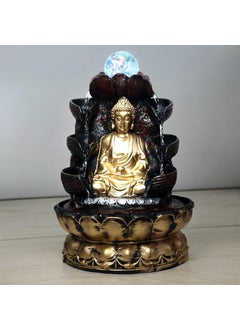 Decor Bazar Decor Bazar Polyresin Table Top Indoor Outdoor Water Fall Fountain with Crystal Ball LED Lights for Home Decor Decoration Gift Gifting Items Buddha  - Image 1